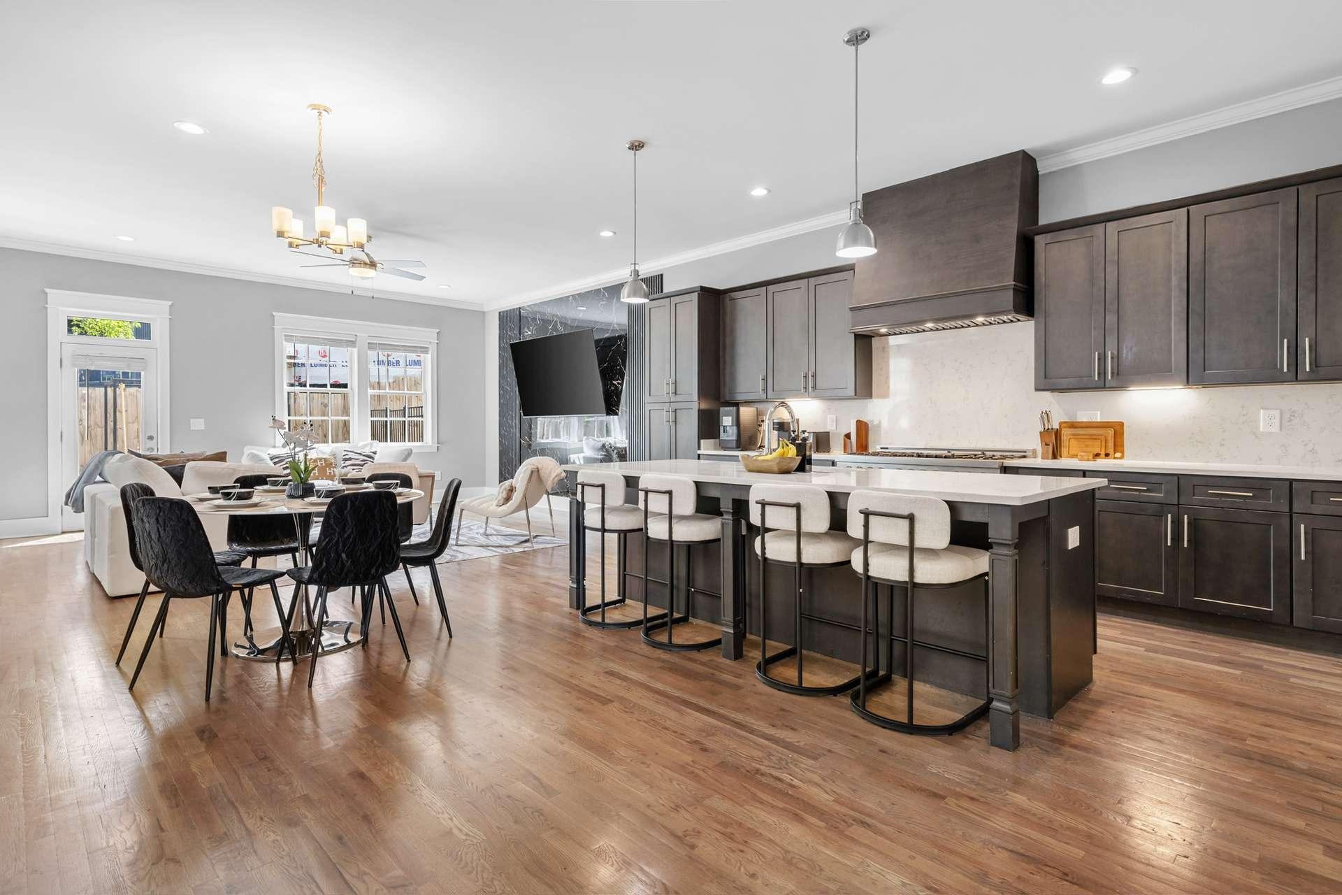 Chef's kitchen with island seating