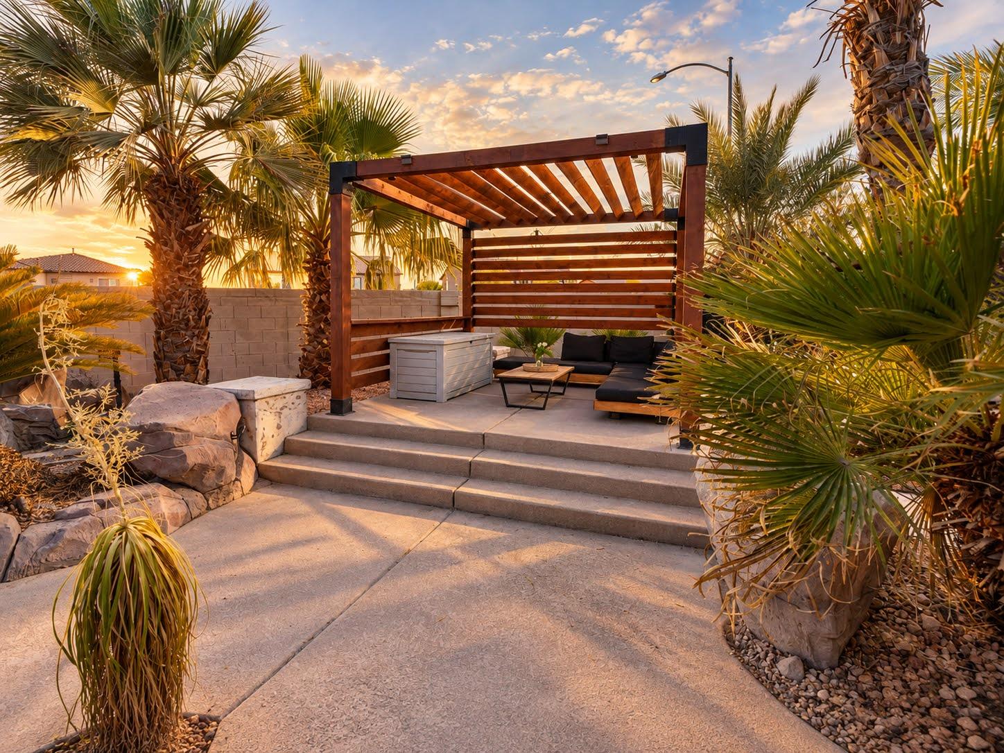 Pergola lounge in the Vegas backyard